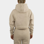 Beige women´s Baze Dessert crop hoodie - model back view