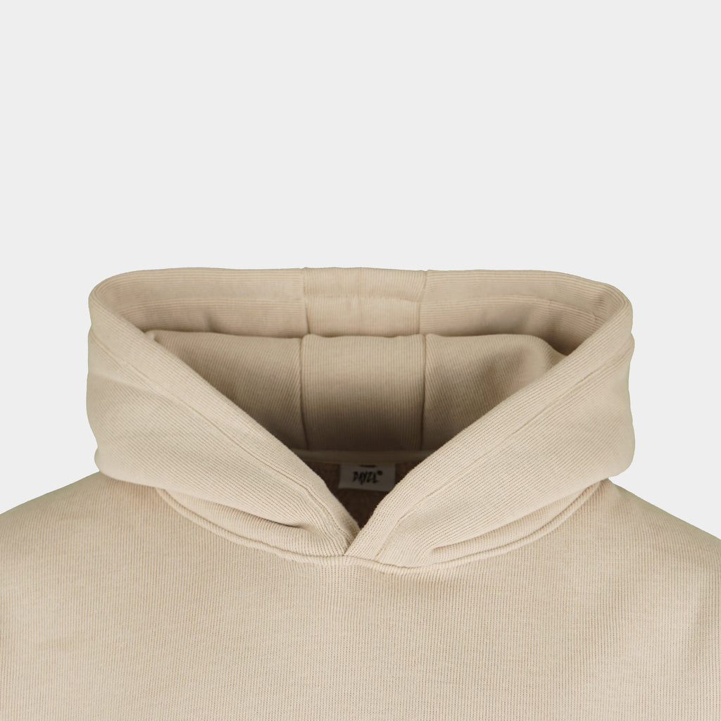 Beige men’s Baze Dessert hoodie – front hood view