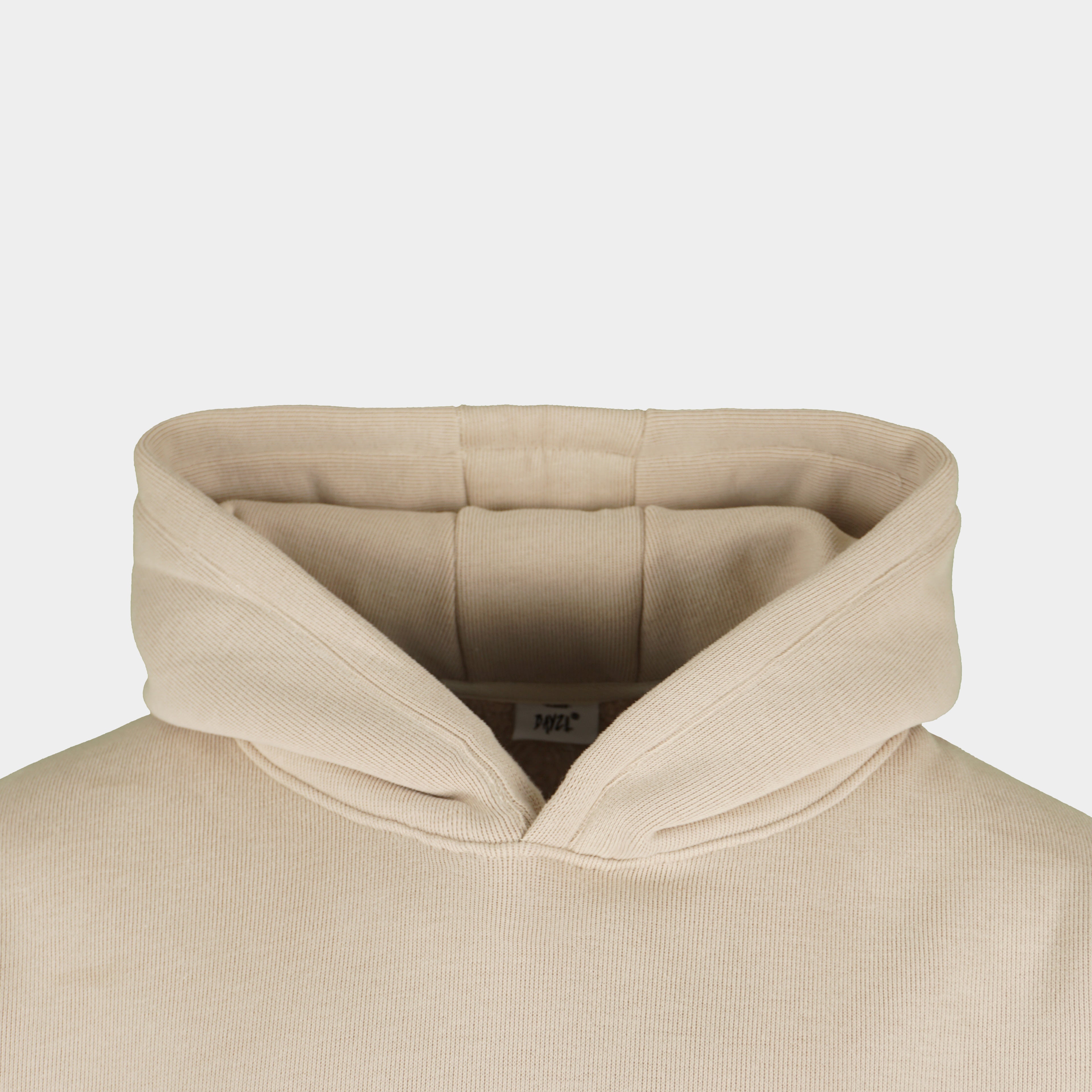 Beige men’s Baze Dessert hoodie – front hood view