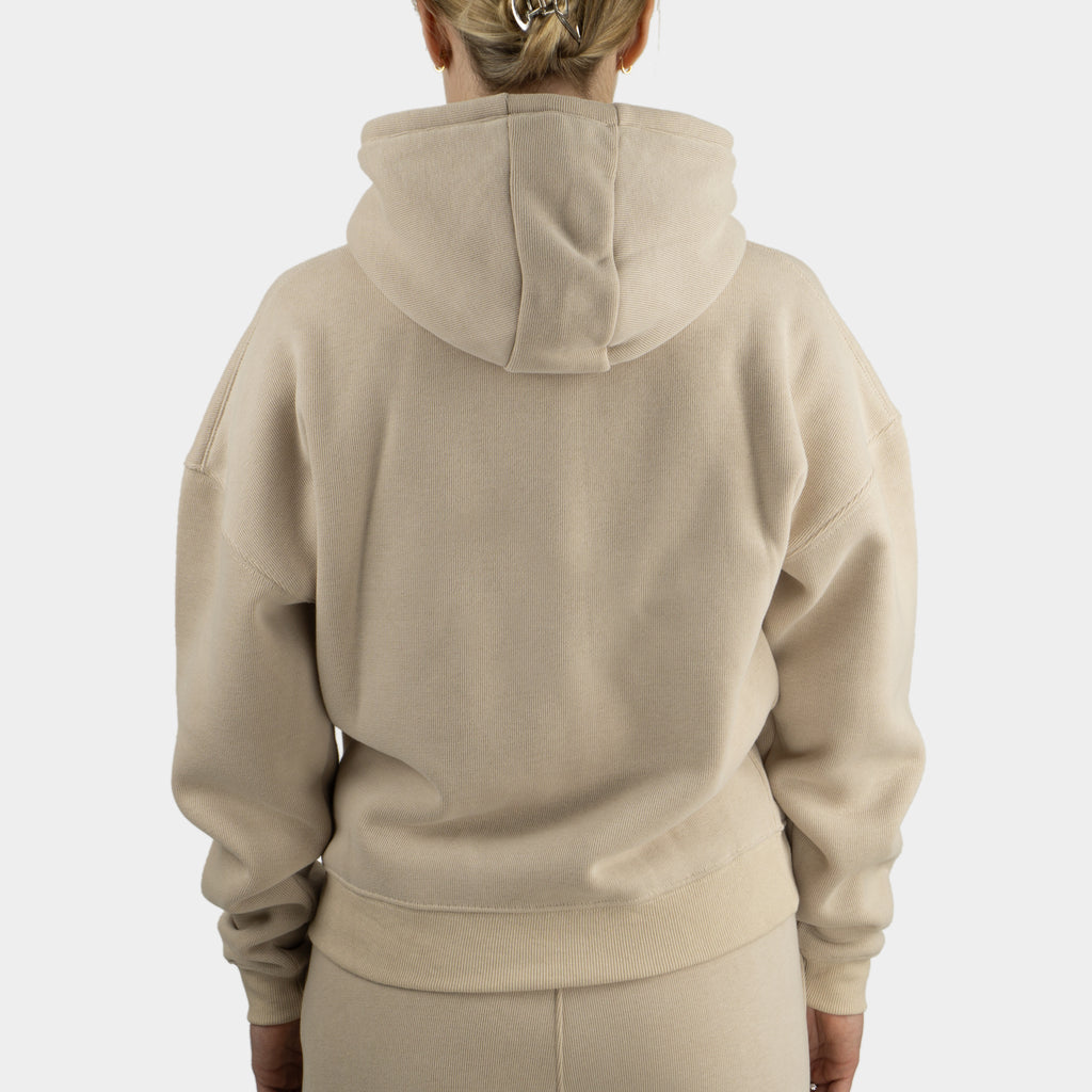 Beige women´s Baze Dessert hoodie - model back view