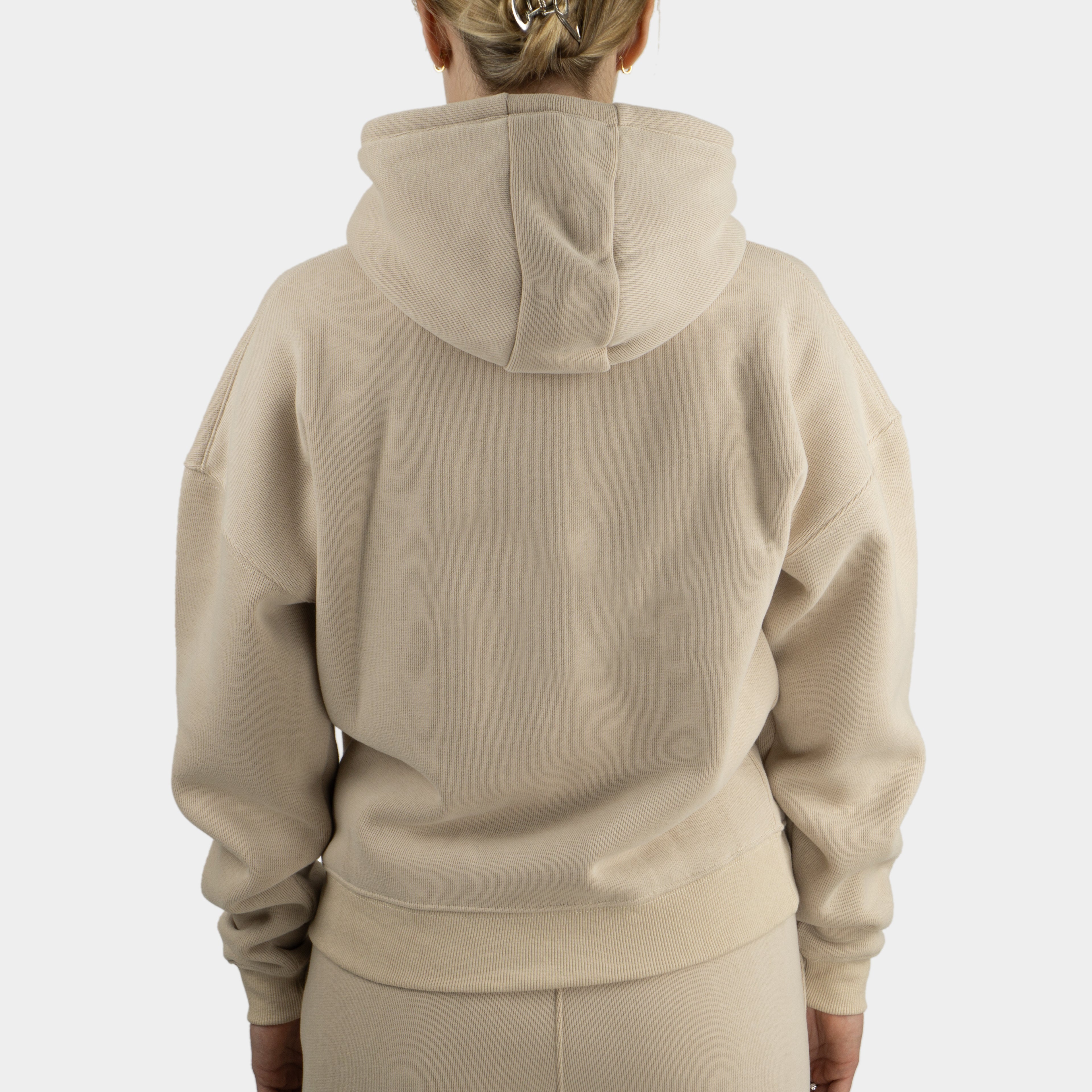 Beige women´s Baze Dessert hoodie - model back view