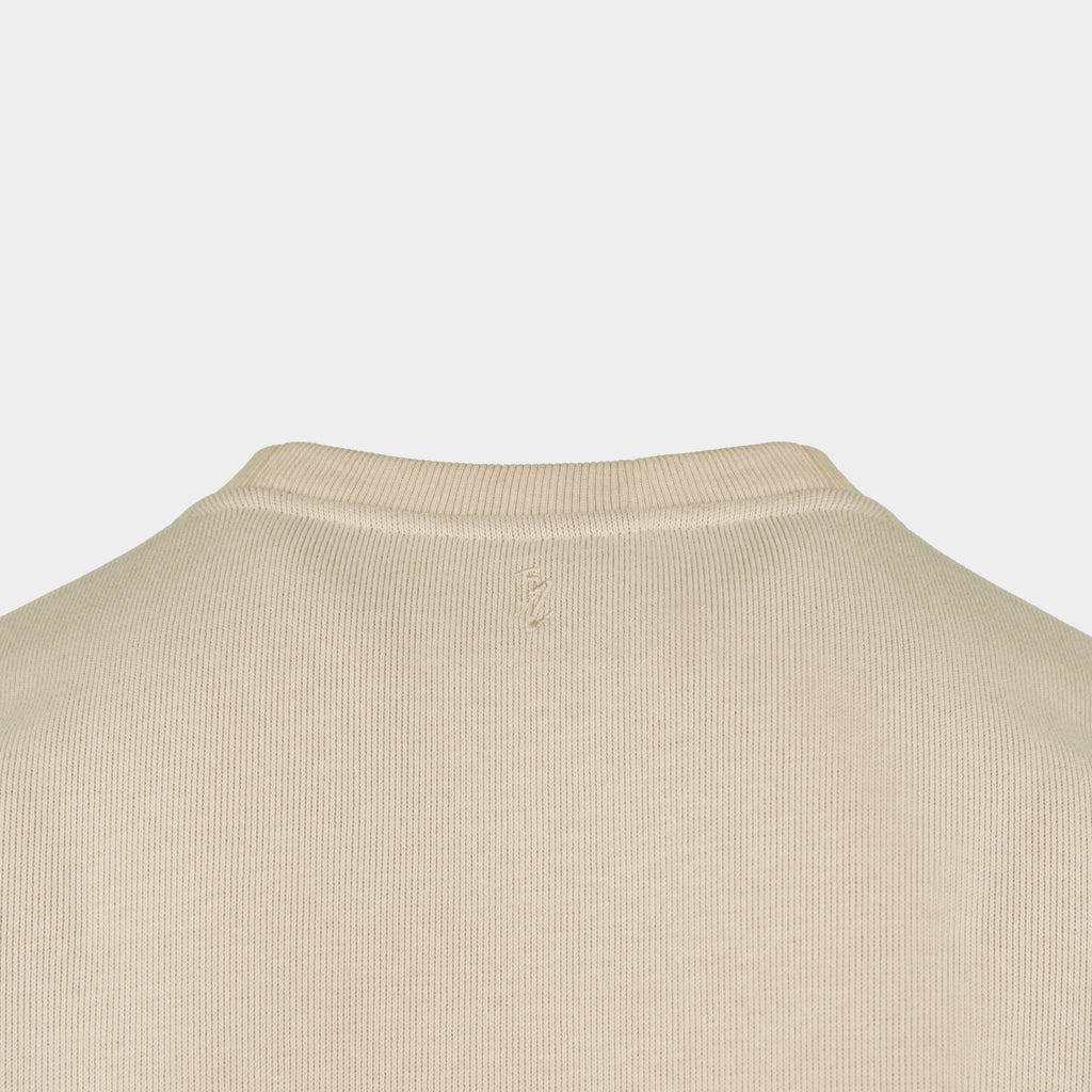 Beige men’s Baze Dessert sweater – back logo view