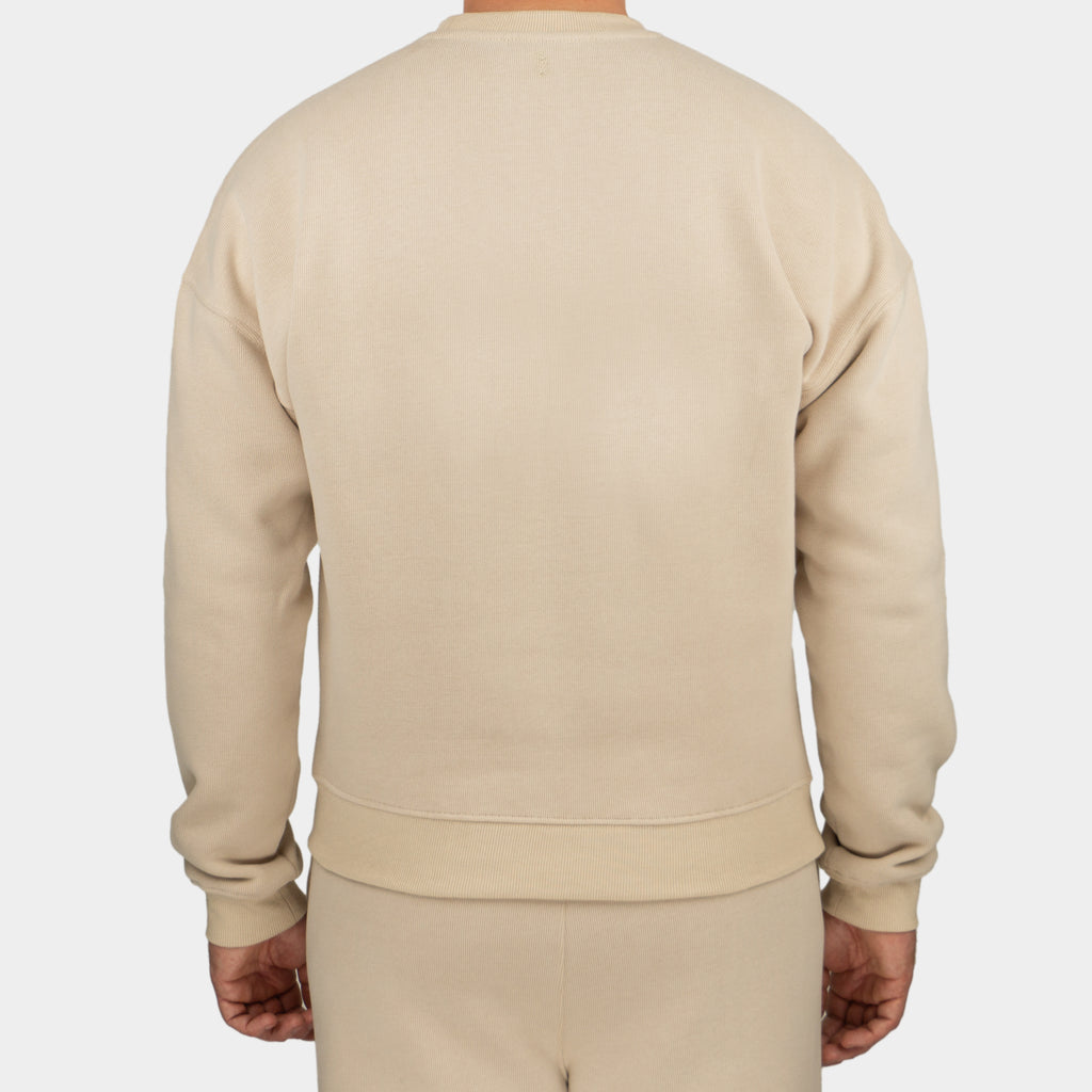 Beige men´s Baze Dessert sweater - model back view