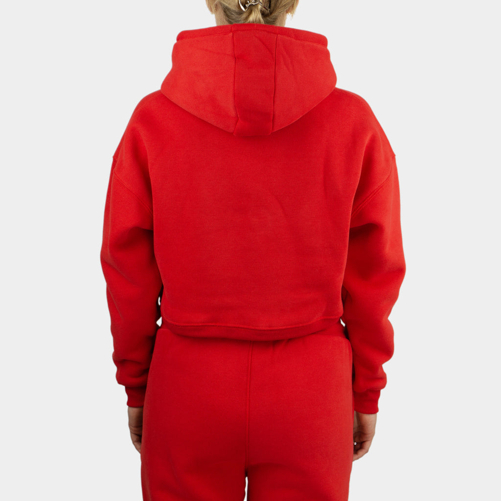 Red women´s Baze Ember crop hoodie - model back view