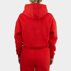 Red women´s Baze Ember crop hoodie - model back view