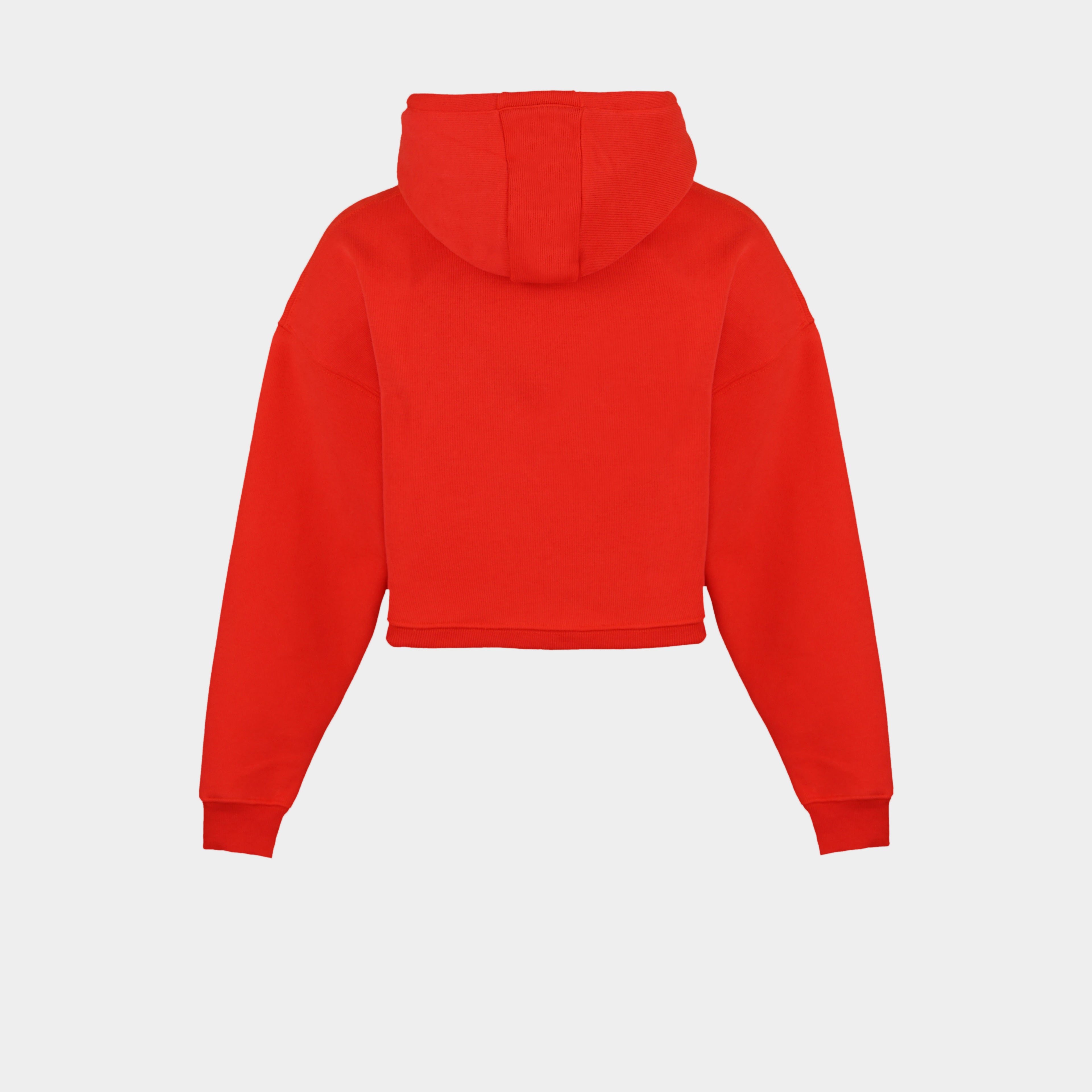Red women’s Baze Ember crop hoodie – back view