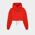 Red women’s Baze Ember crop hoodie – front view