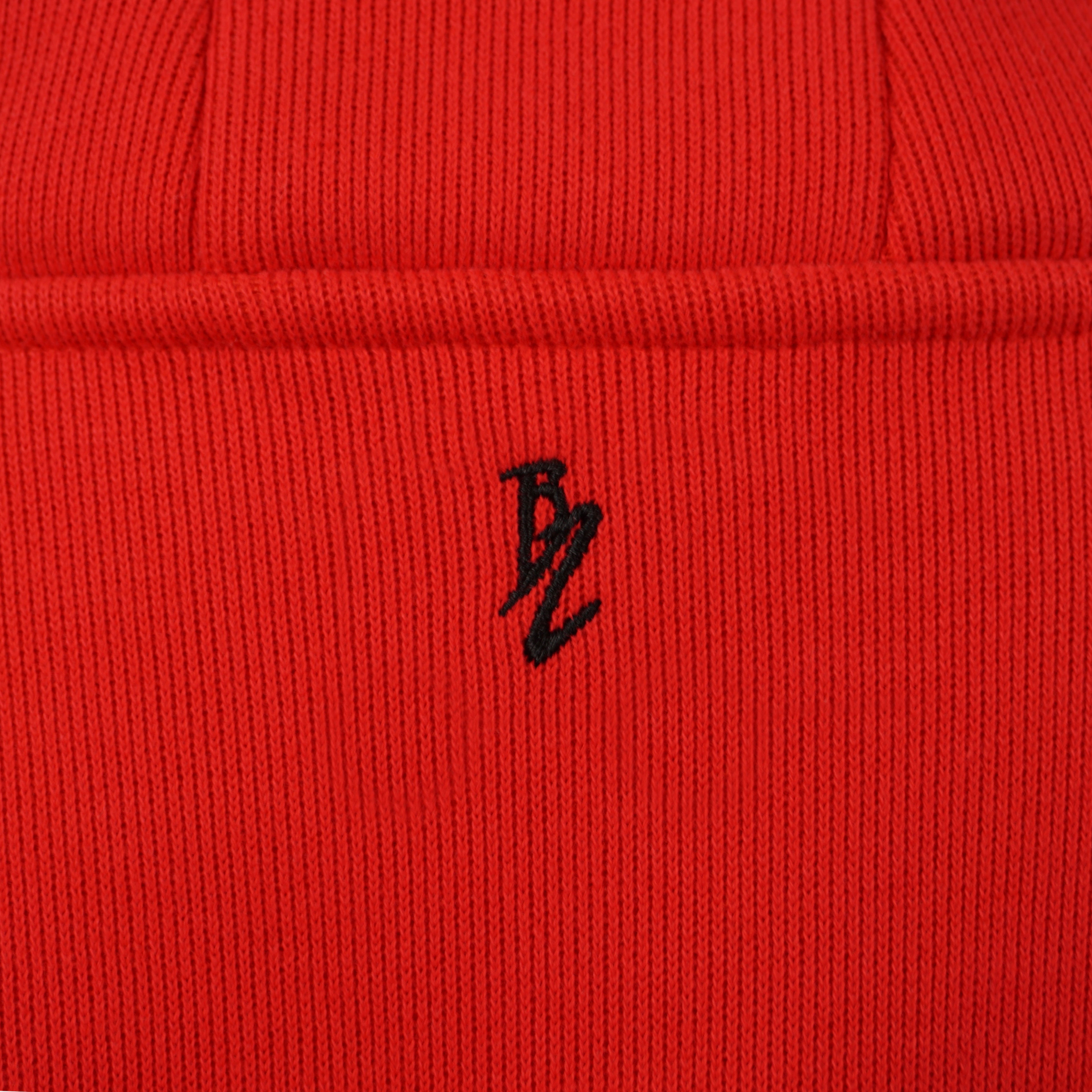 Red women’s Baze Ember hoodie – back logo view