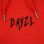 Red women’s Baze Ember hoodie – front  logo view