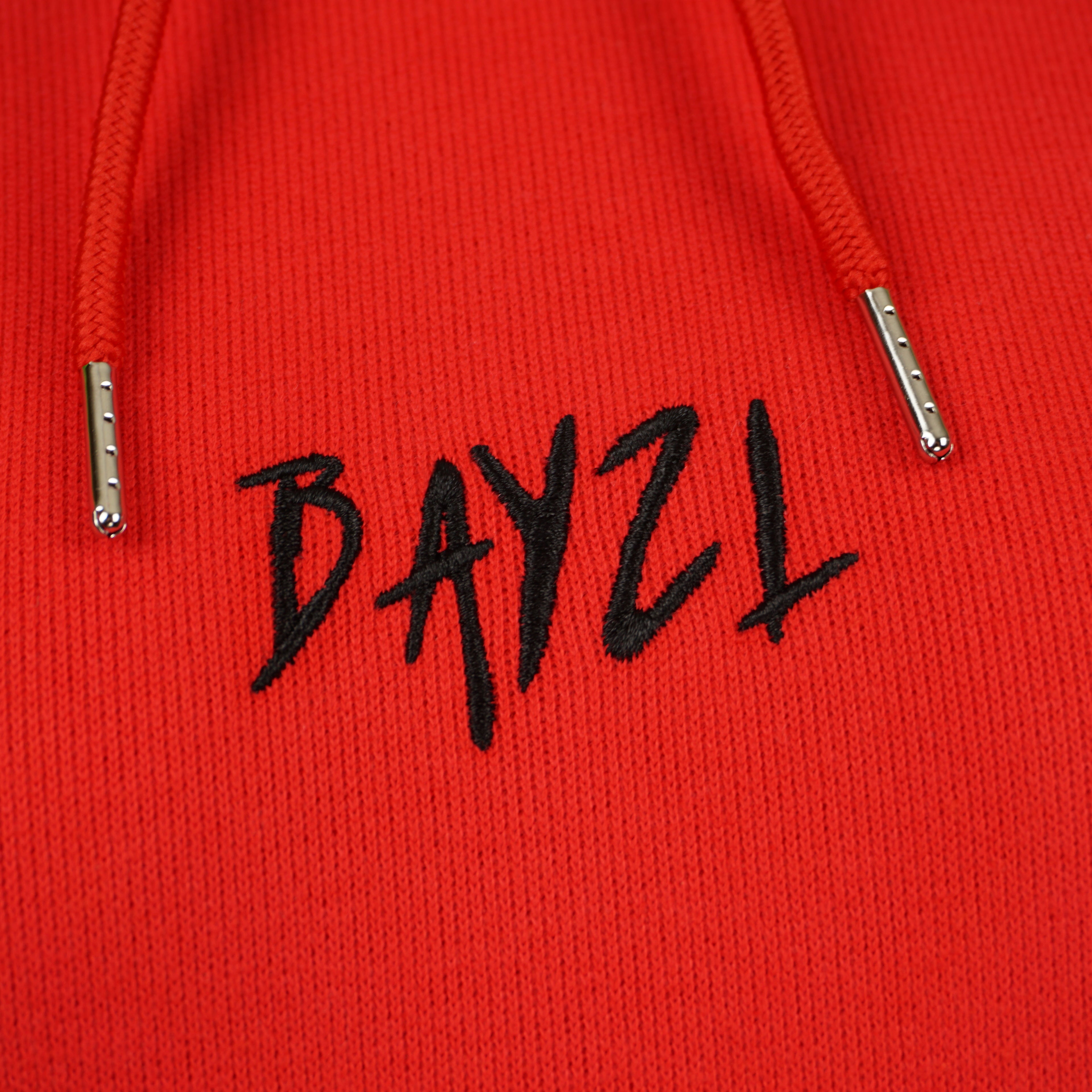 Red women’s Baze Ember hoodie – front  logo view