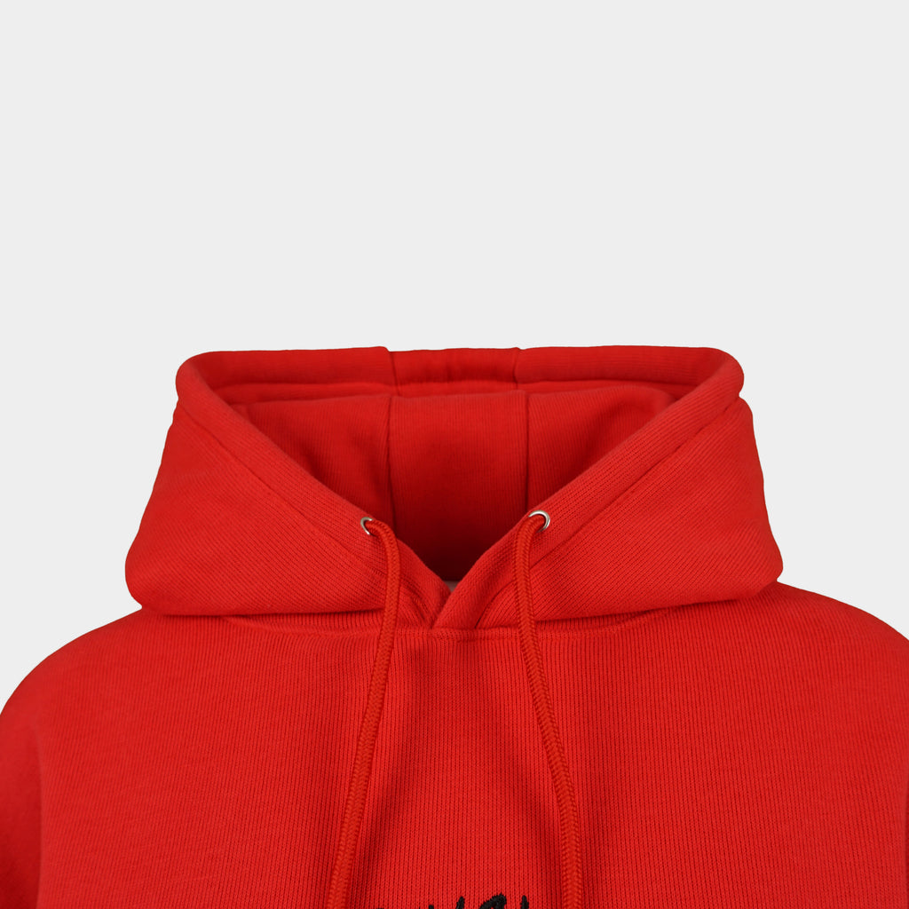 Red women’s Baze Ember hoodie – front hood view