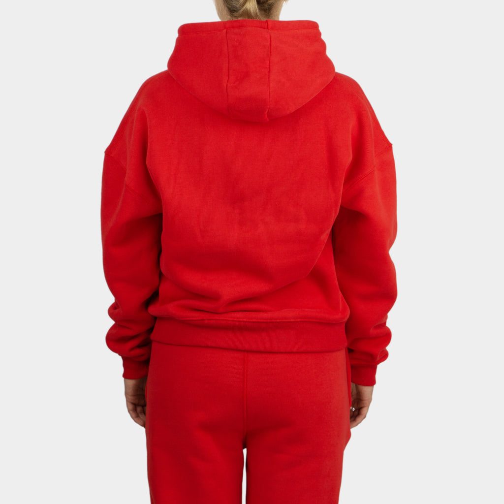 Red women´s Baze Ember hoodie - model back view