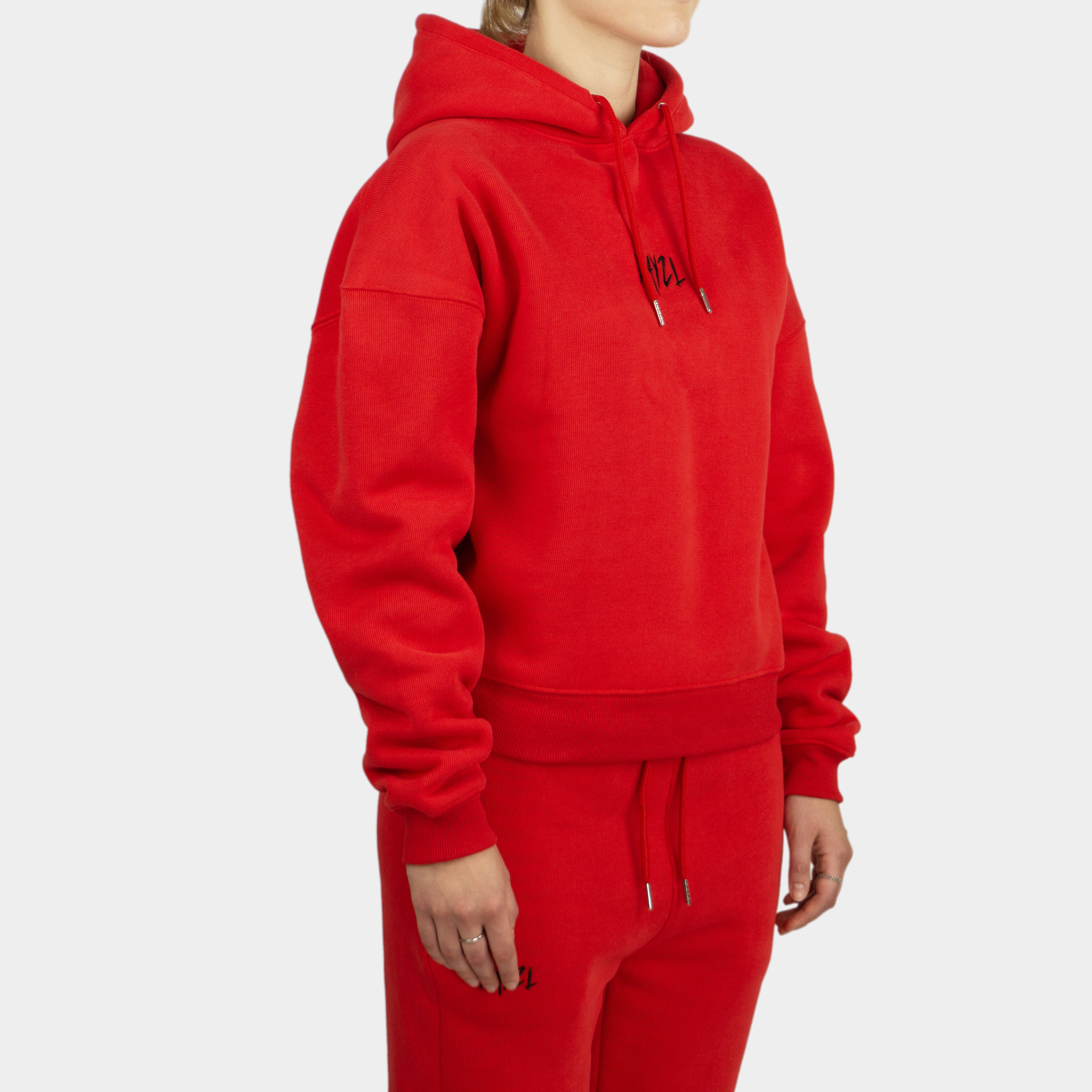 Red women´s Baze Ember hoodie - model front view