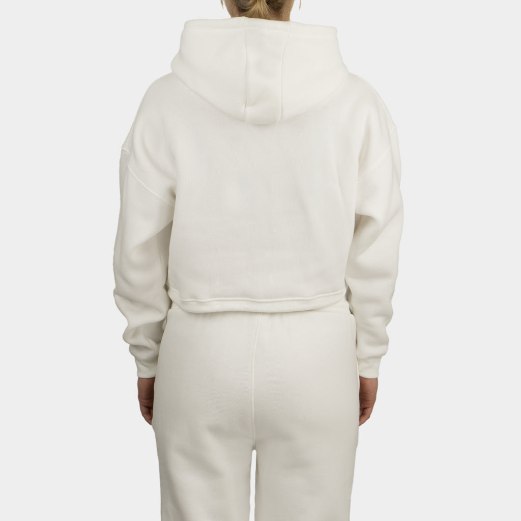White women´s Baze Ghost crop hoodie - model back view