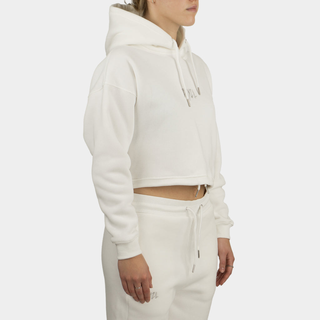 White women´s Baze Ghost crop hoodie - model front view