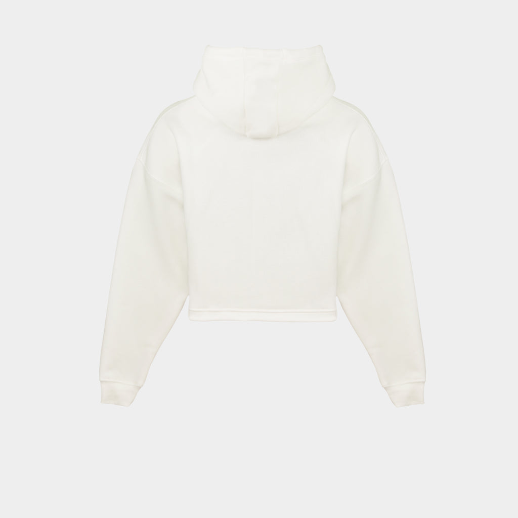 White women’s Baze Ghost crop hoodie – back view