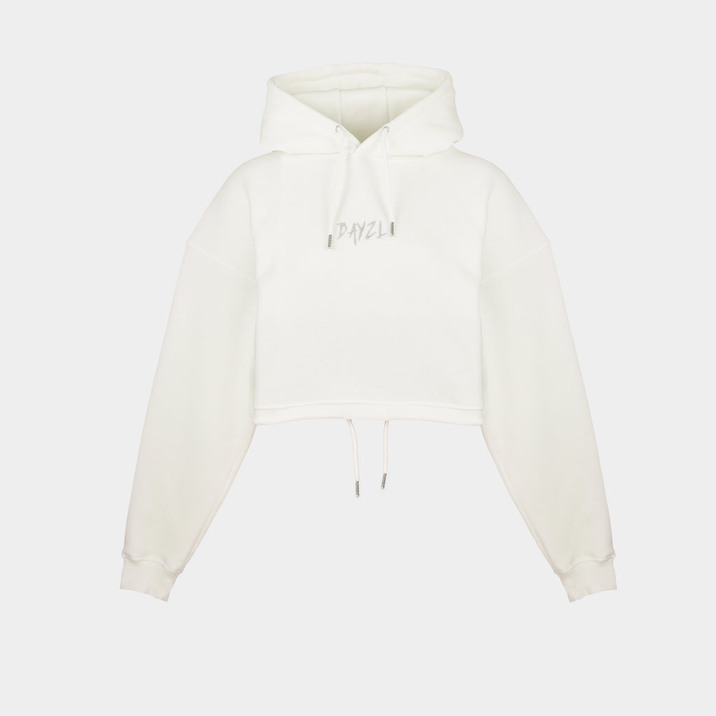 White women’s Baze Ghost crop hoodie – front view