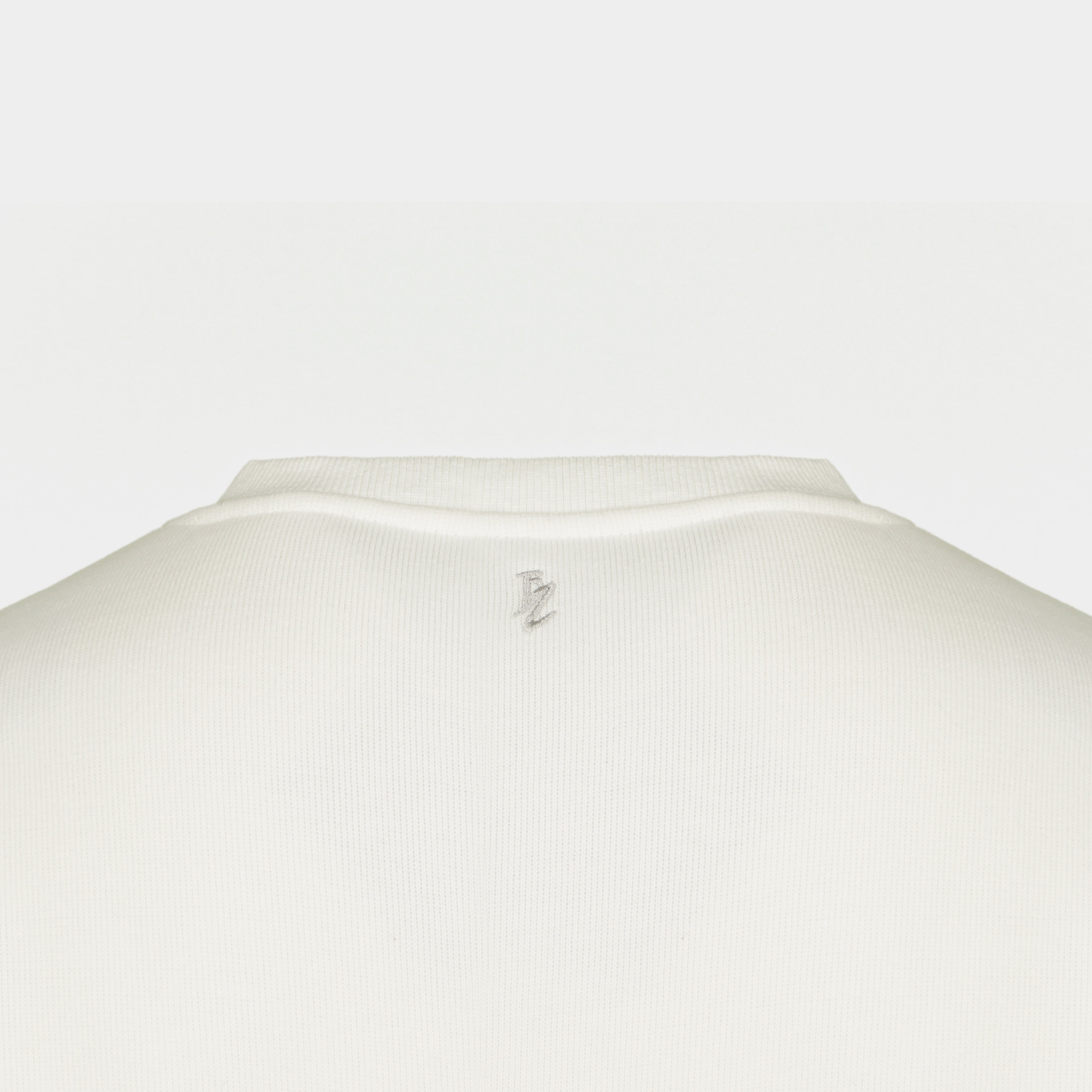 White men’s Baze Ghost sweater – back logo view
