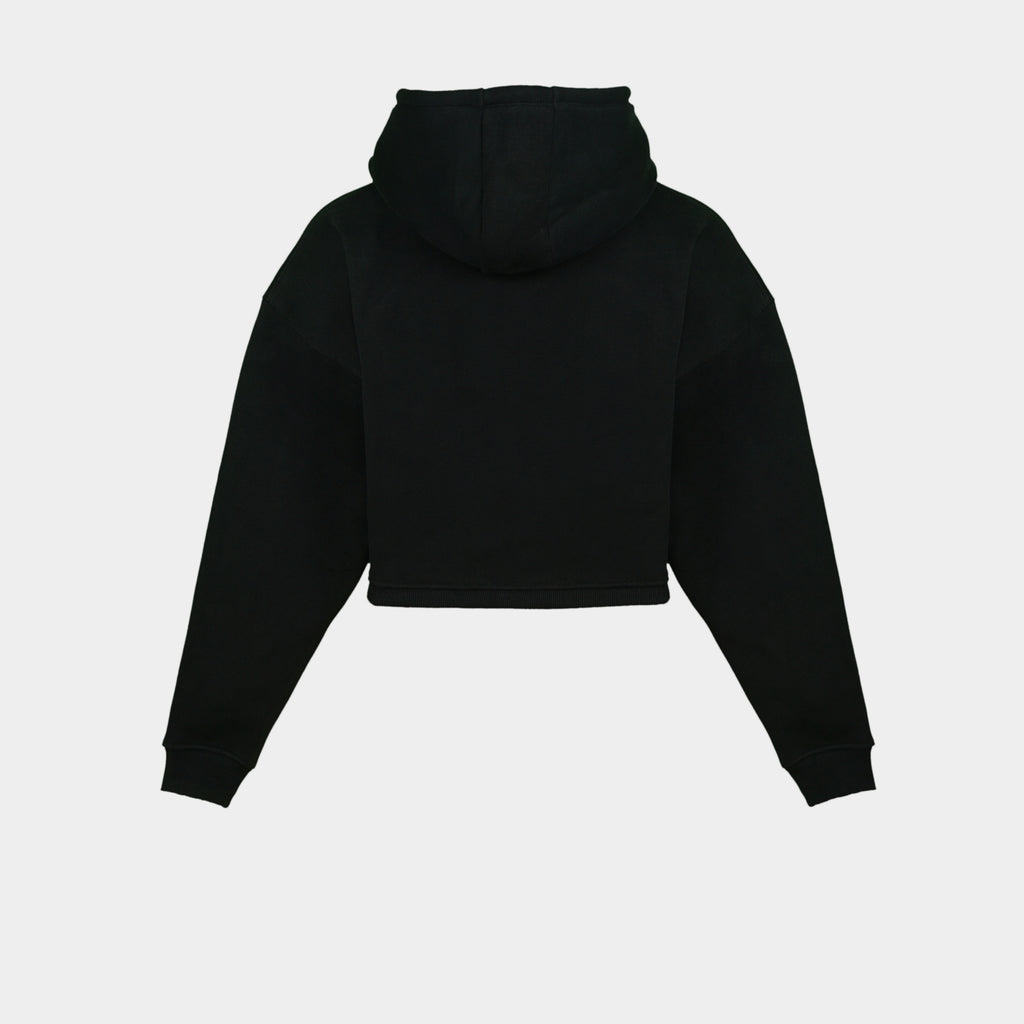 Black women’s Baze Midnight crop hoodie – back view