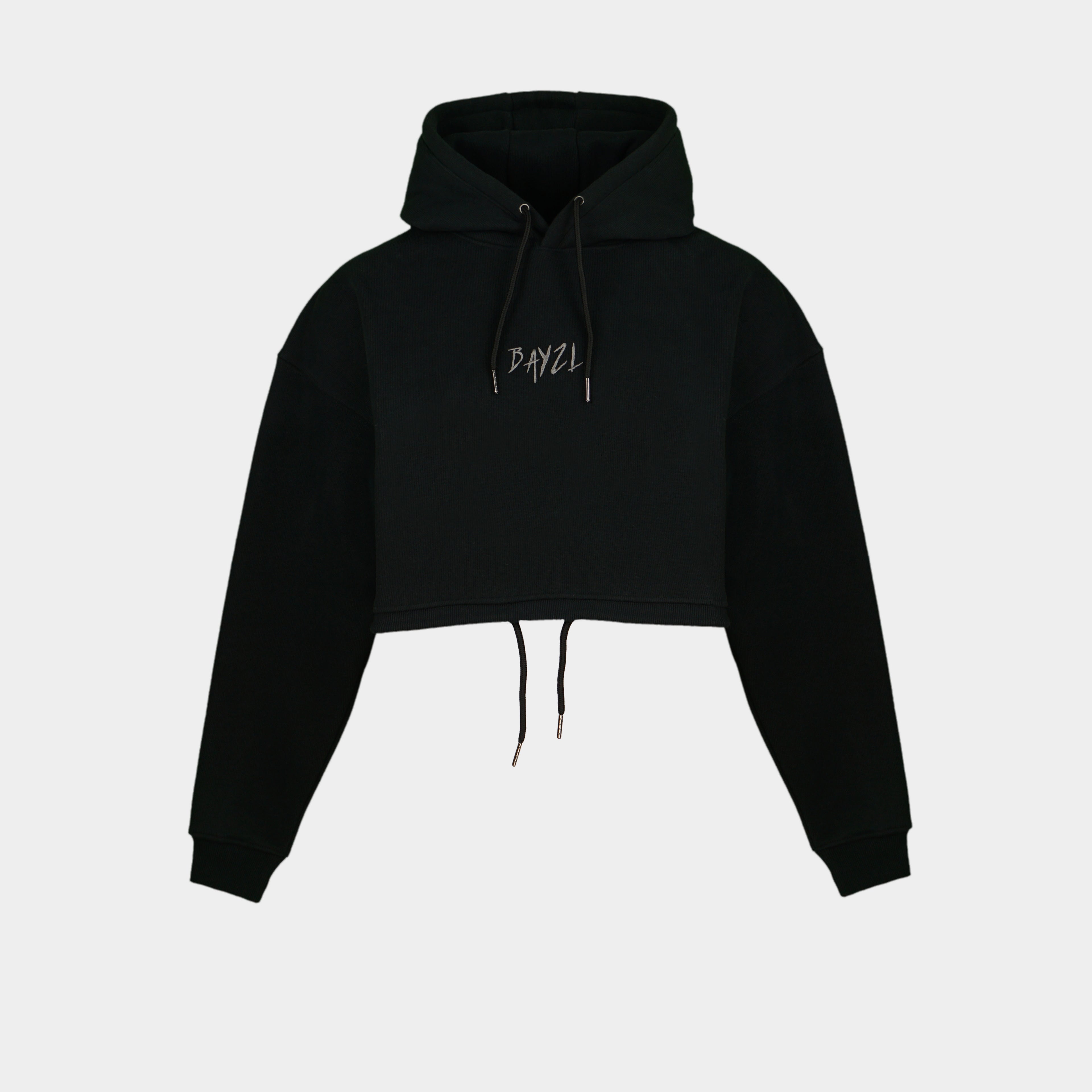 Black women’s Baze Midnight crop hoodie – front view