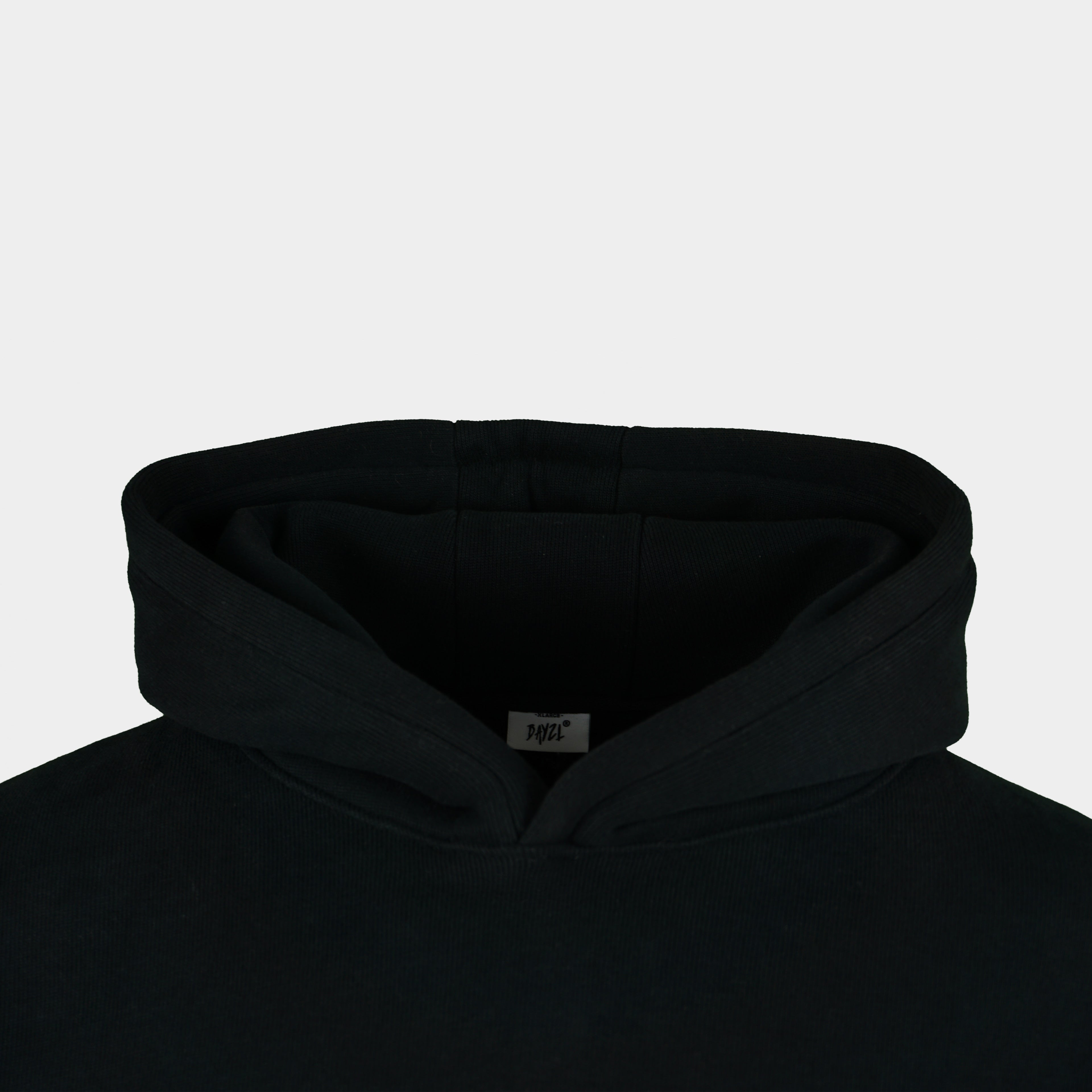 Black men’s Baze Midnight hoodie – front hood view