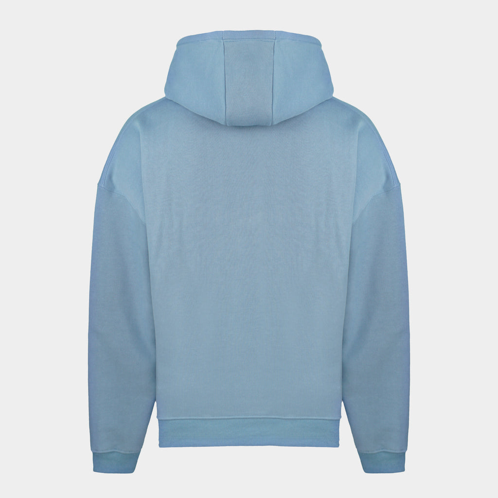 Blue men’s Baze Skyline hoodie – back view