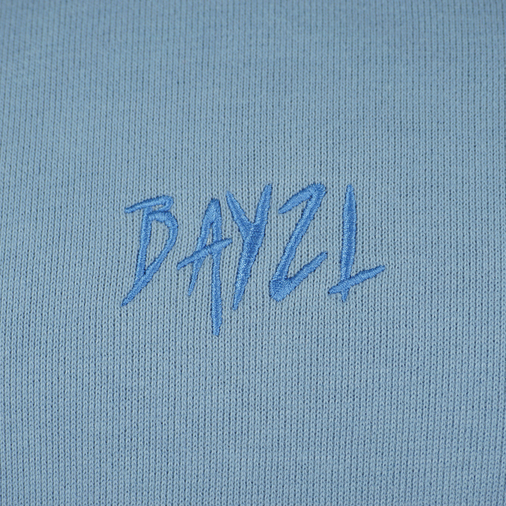 Blue men’s Baze Skyline hoodie – front logo view