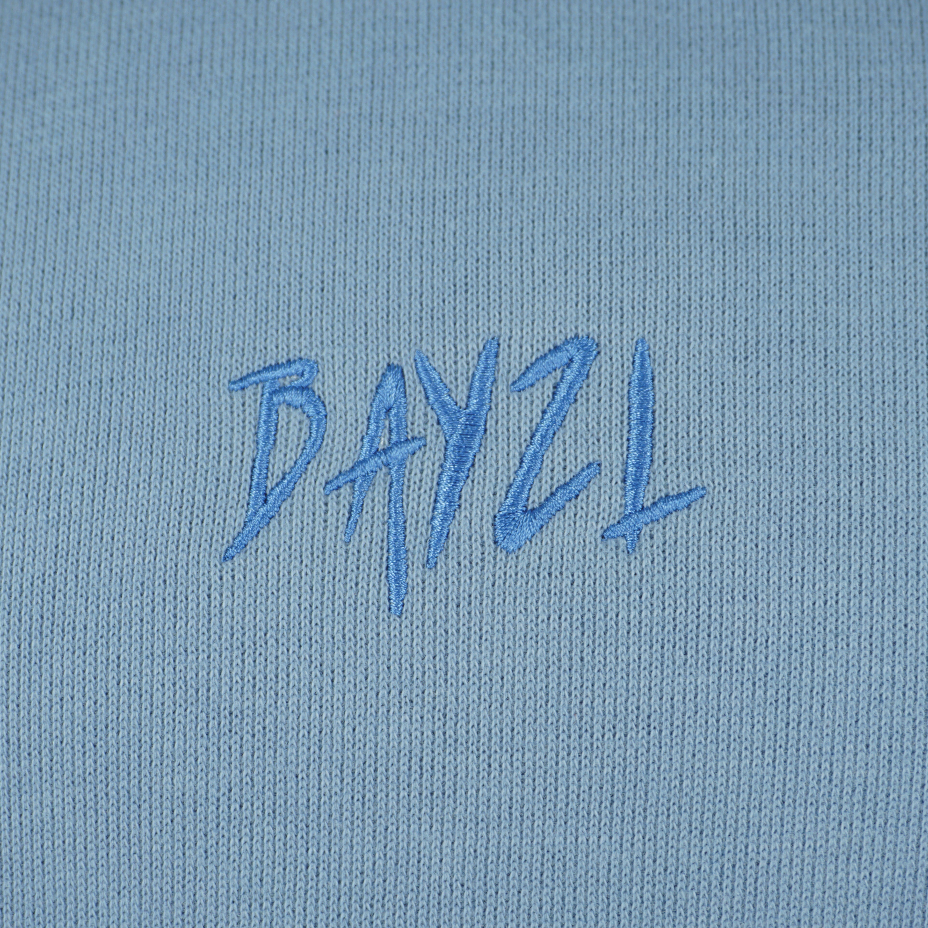 Blue men’s Baze Skyline hoodie – front logo view